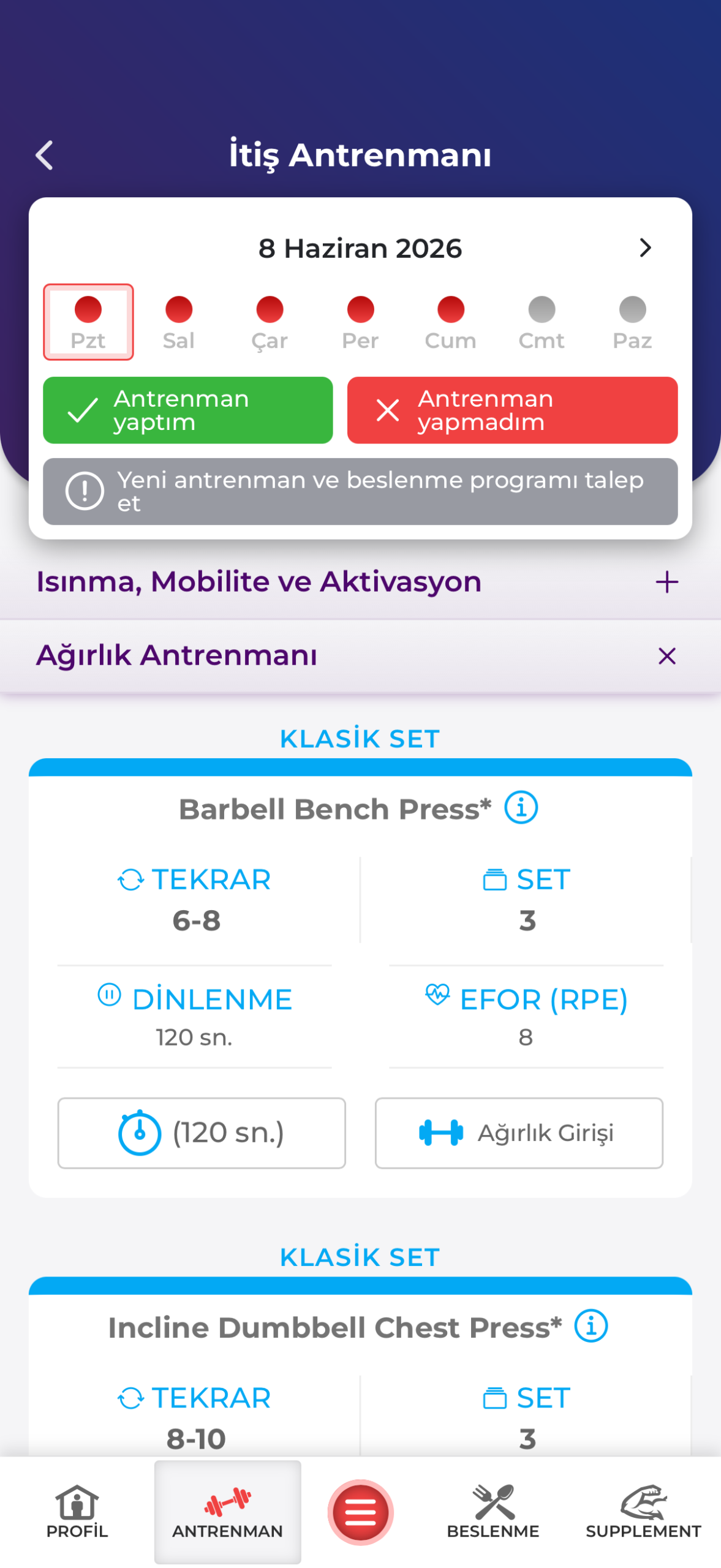 Antreman Programı